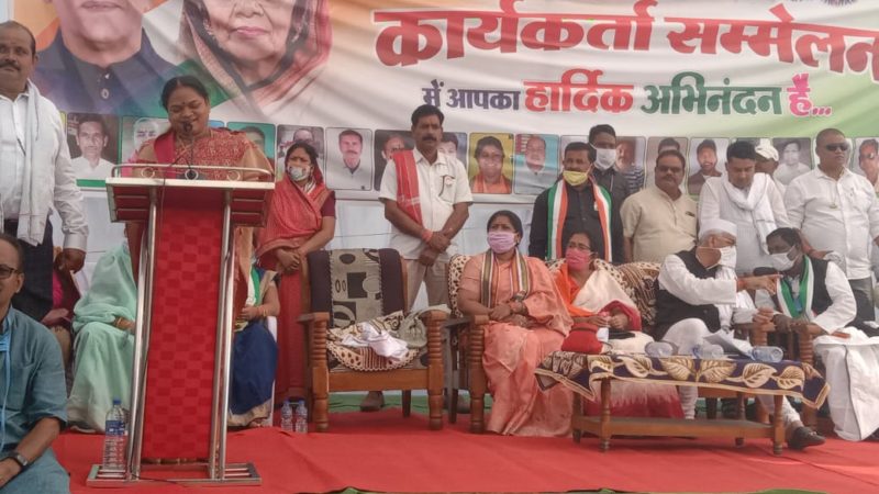 राज्यसभा सांसद फूलोदेवी नेताम ने डॉ.के के ध्रुव के पक्ष में जनसभा को संबोधित किया
