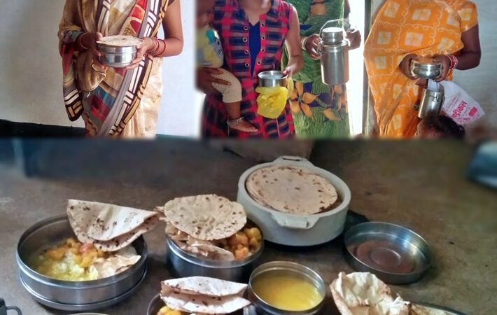 मुख्यमंत्री सुपोषण योजना से महिलाओं के घर टिफिन से पहुंचाया जा रहा गर्म भोजन