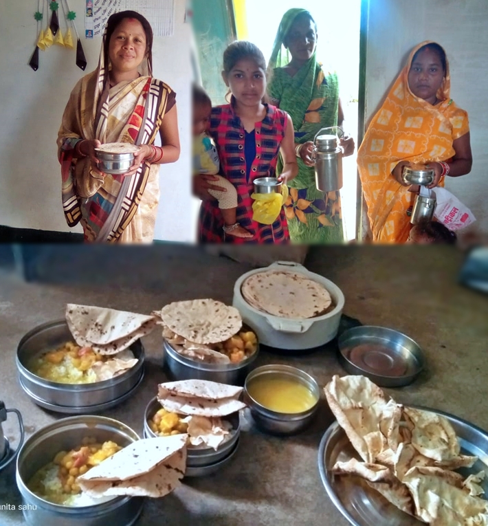 मुख्यमंत्री सुपोषण योजना से महिलाओं के घर टिफिन से पहुंचाया जा रहा गर्म भोजन