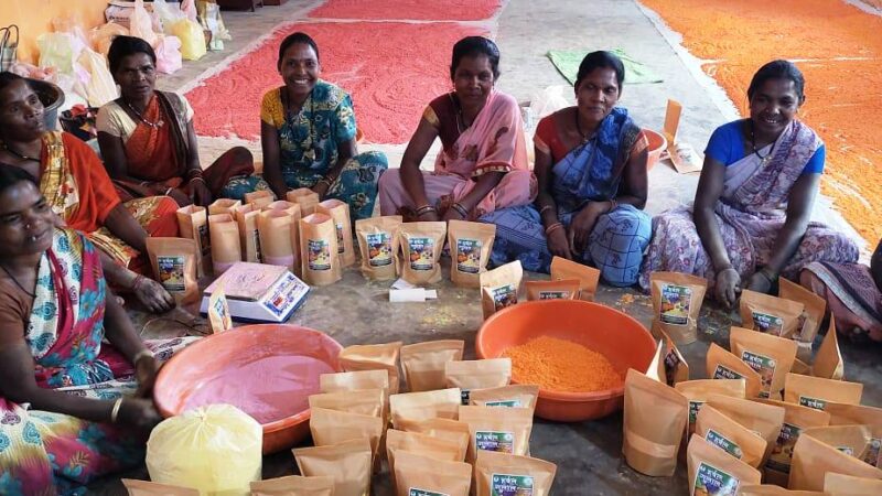 हर्बल गुलाल से स्व सहायता समूह की महिलाएं दे रही सुरक्षित होली का सन्देश