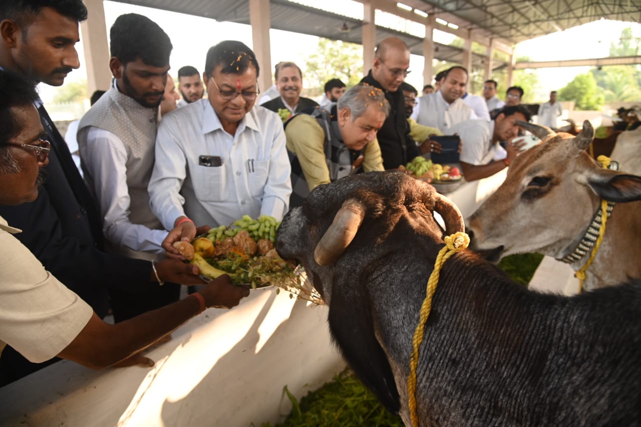 वाणिज्य और उद्योग एवं श्रम विभाग मंत्री श्री लखन लाल देवांगन ने नगपुरा स्थित गौशाला का किया उद्घाटन