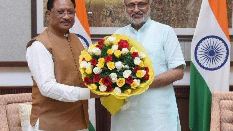 मुख्यमंत्री श्री विष्णु देव साय ने उपराष्ट्रपति श्री सी. पी. राधाकृष्णन से की सौजन्य भेंट
